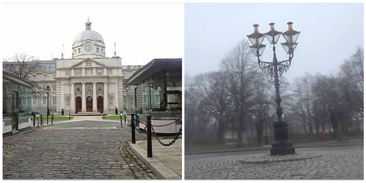 Dublin Goverment Buildings and Phoenix Park with fog