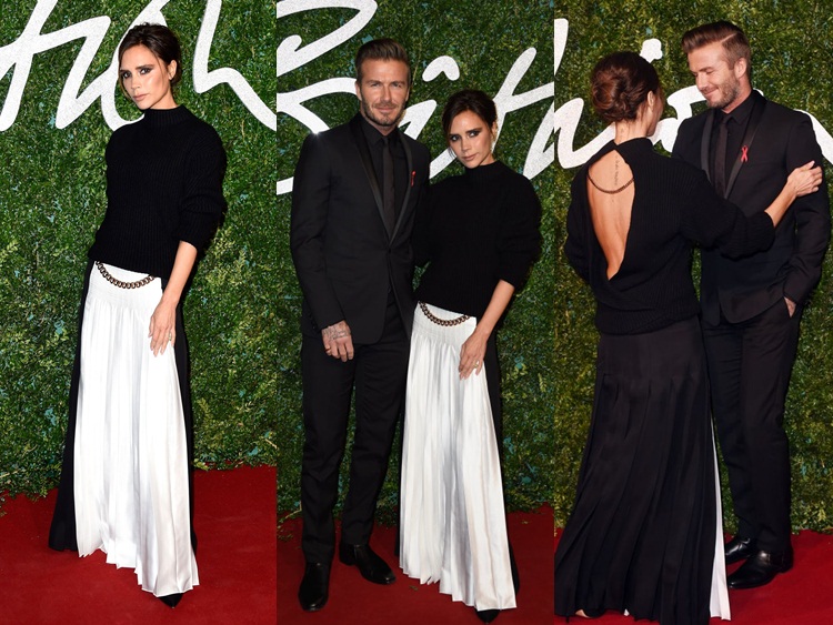 Victoria and David Beckham British fashion awards 2014