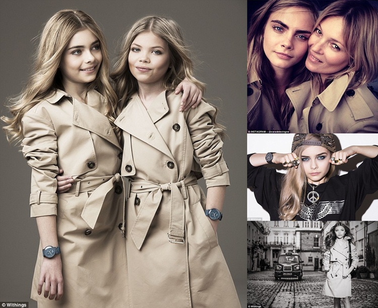 Mini Cara Delevingne and Kate Moss Whitings campaign