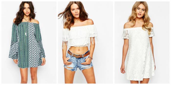 Asos off the shoulder top and dresses