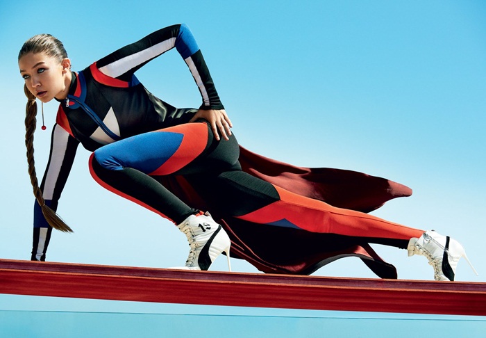 Gigi Hadid in the cover of Vogue with Olympic decathlete Ashton Eaton
