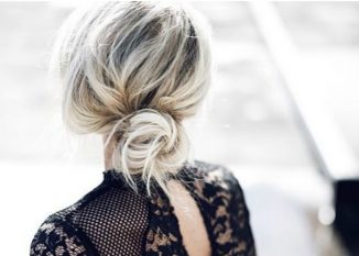 Messy low bun for Spring 2017