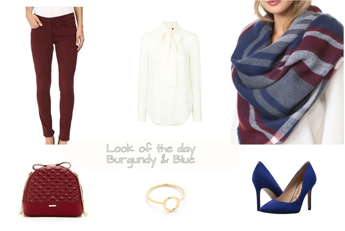 Look of the day_burgundy and blue