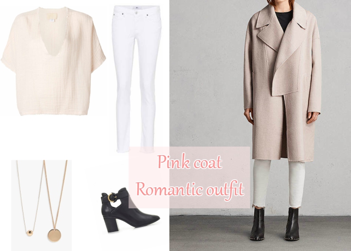Look of the day Pink coat and romantic outfit